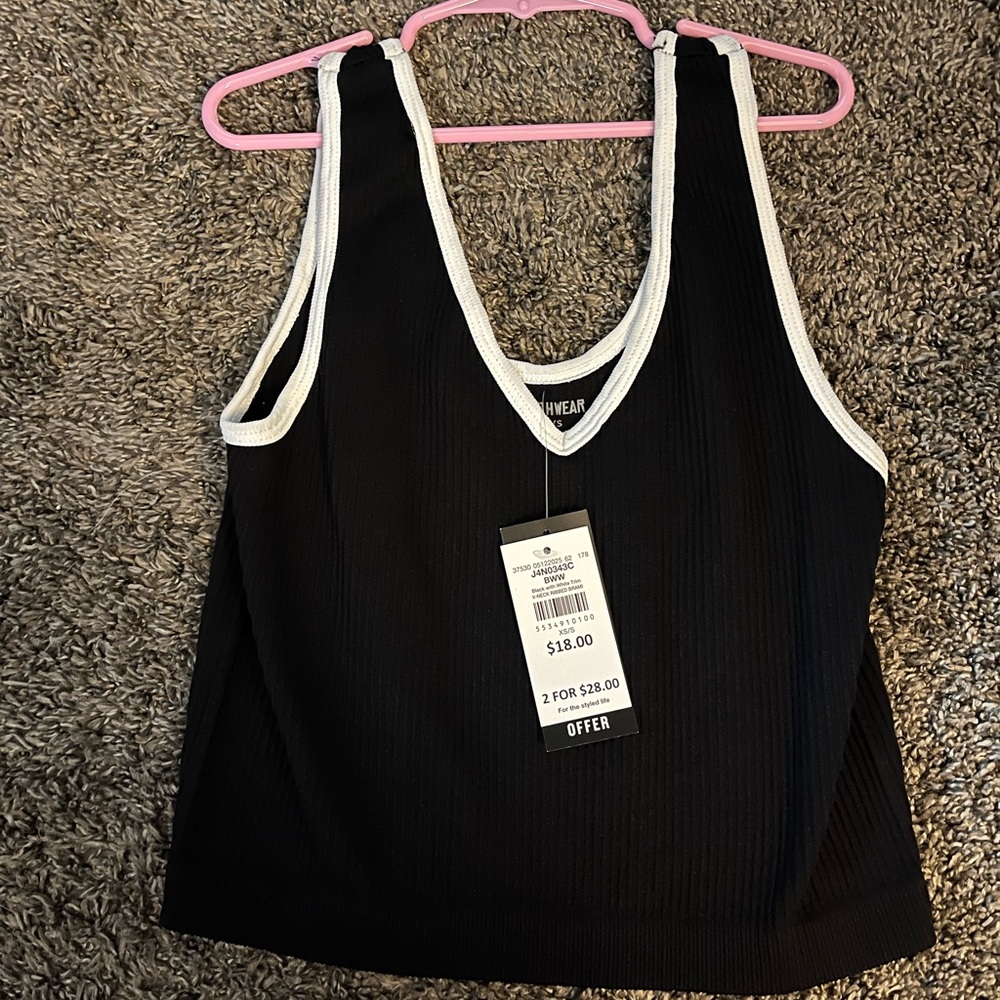 Black and White V-Neck Tank Top